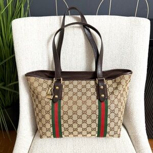 Authentic Gucci Sherry Line tote brown monogram canvas